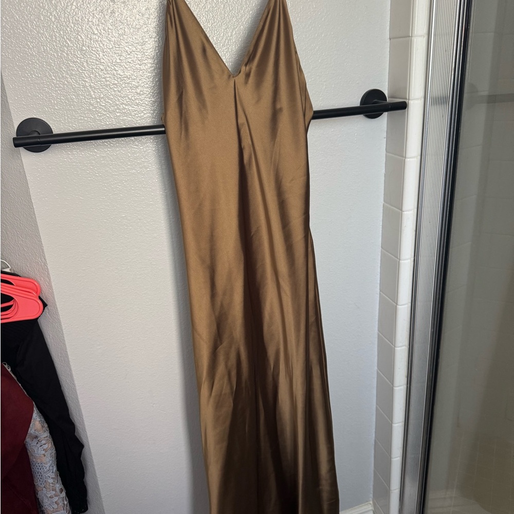 Zara Gold Backless Satin Dress